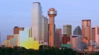 Downtown Dallas, Texas at dusk. Great RV Destination for WholesaleWarranties.com Customers.