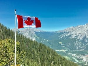 Canadian Flag and Scenic View
