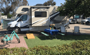 RV and campsite with games