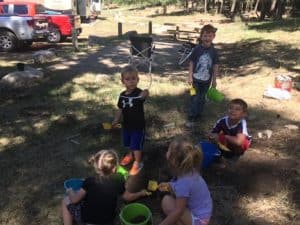 Kids playing at a campground