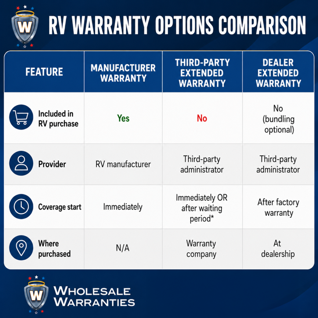RV Warranty Options comparison chart